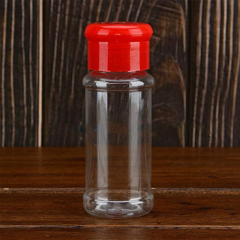 Комплект от 50 празни пластмасови бутилки за подправки за съхранение на подправки за барбекю, сол, черен пипер и др., 100 мл / 3,3 унции, червени