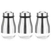 Só-bors fűszerező edénykészlet, rozsdamentes acél sótartó üveg alappal, állítható kiöntőlyukkal