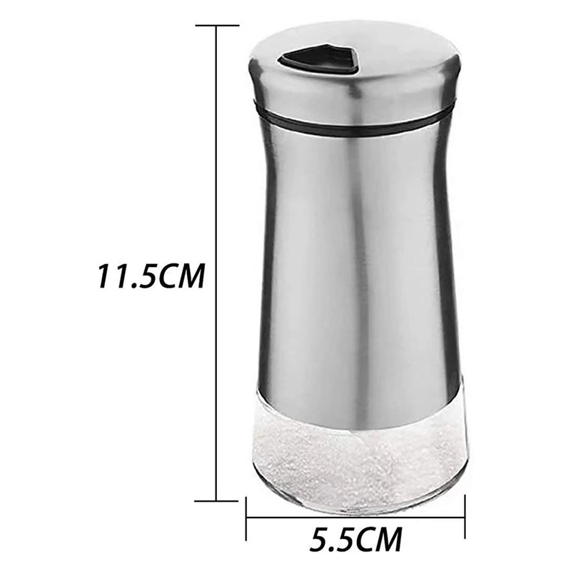 Set de sare și piper din oțel inoxidabil cu fund de sticlă și găuri de turnare reglabile pentru restaurantul acasă