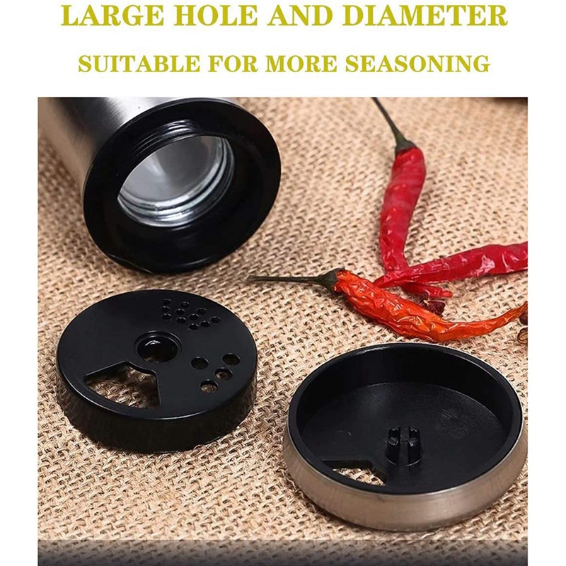 Set de sare și piper din oțel inoxidabil cu fund de sticlă și găuri de turnare reglabile pentru restaurantul acasă