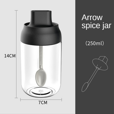 250/280/300ml Átlátszó konyhai kellékek Üveg Fűszerüveg Só Cukor Bors Kanál Műanyag Fűszeres Palack Só Üveg
