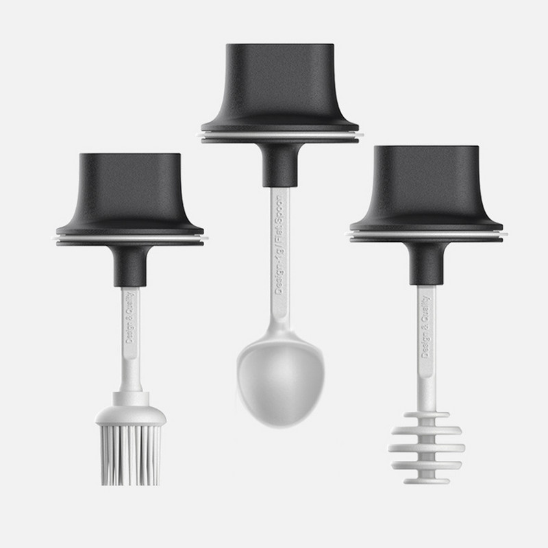 250/280/300ml Átlátszó konyhai kellékek Üveg Fűszerüveg Só Cukor Bors Kanál Műanyag Fűszeres Palack Só Üveg