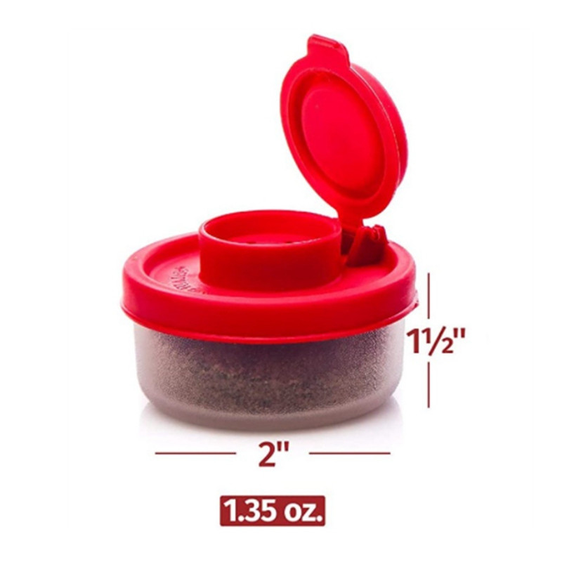 Só- és borsszórók Nedvességálló sószóró piros fedőkkel, műanyag légmentes fűszerüveg adagoló