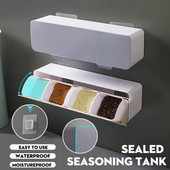 Suport de condimente cu montare pe perete Cutie de condimente Piper Condimente Organizator de condimente de sare Cutie de condimente Sticle Borcane Container