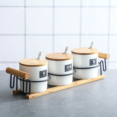 Japoniška keraminė prieskonių lentynėlė Druskos Cukraus Aliejaus Butelis Prabangus Prieskonių Indelis Virtuvės Prieskonių laikiklis Azucarero Virtuvės Organizatorius