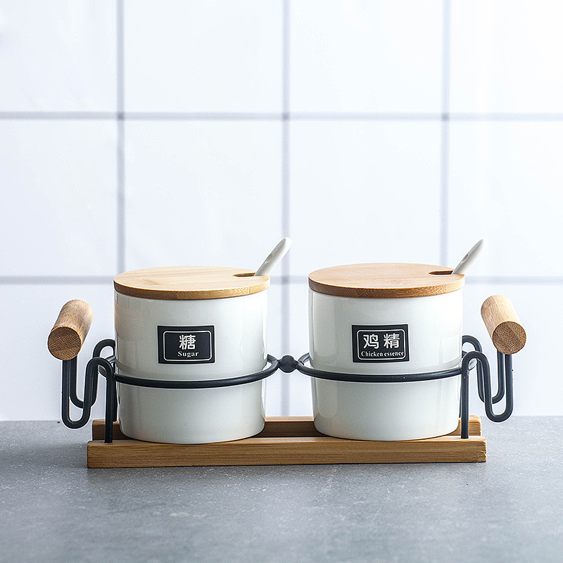 Japoniška keraminė prieskonių lentynėlė Druskos Cukraus Aliejaus Butelis Prabangus Prieskonių Indelis Virtuvės Prieskonių laikiklis Azucarero Virtuvės Organizatorius