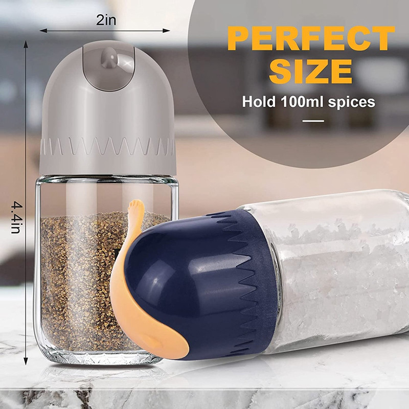 Posude za sol i papar Stakleni set, posude za pohranu začina, posuda za sol s podesivim otvorima za izlijevanje začina