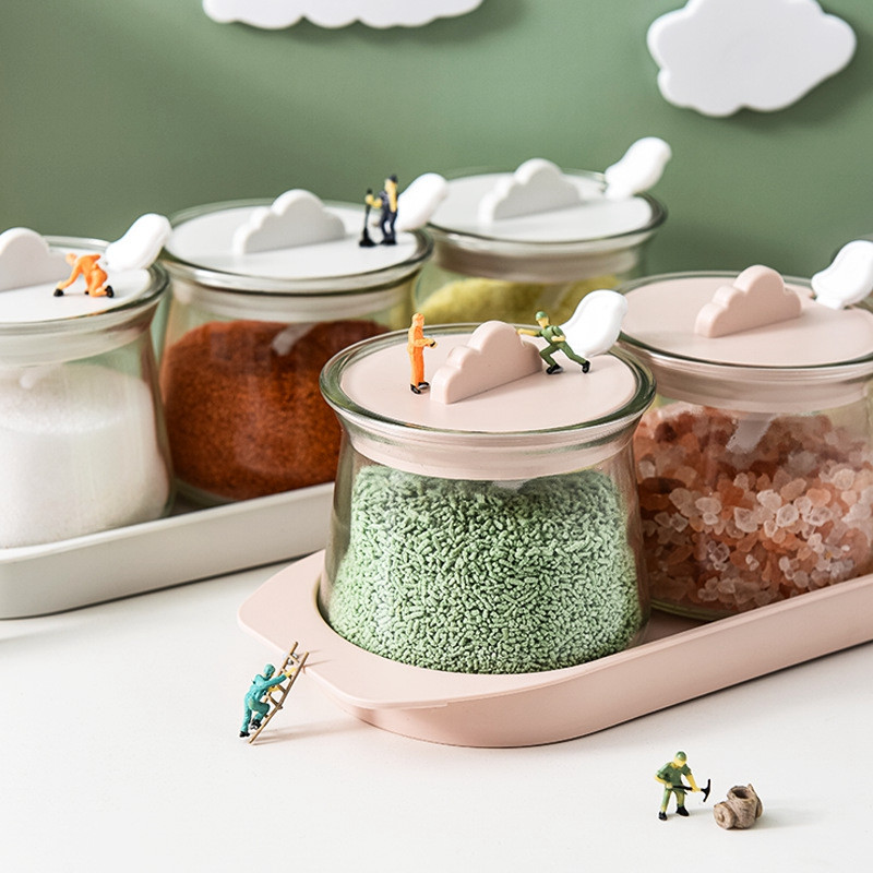 Set Borcane De Mirodenii De Bucătărie Cu Capac Cutie De depozitare De uz casnic Agitator de sare Piper Recipient pentru condimente
