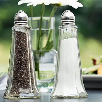 (Σετ 2) Sprinkler Pepper Bottle Mini Glass Seasoning Bottle Salt and Pepper Shaker Επιτραπέζιο πορώδες μπουκάλι καρυκευμάτων