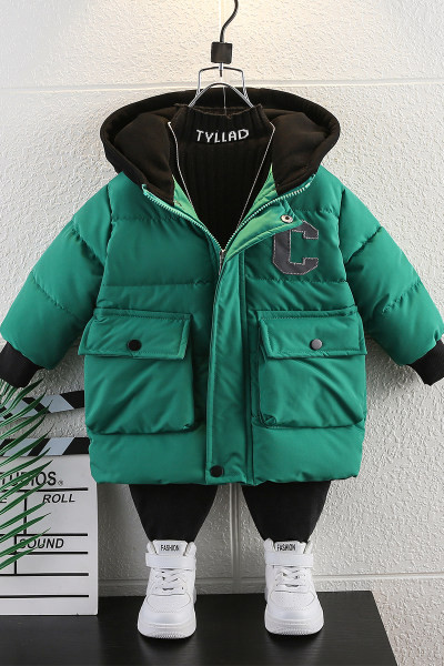 Jachetă căptușită pentru copii cu glugă