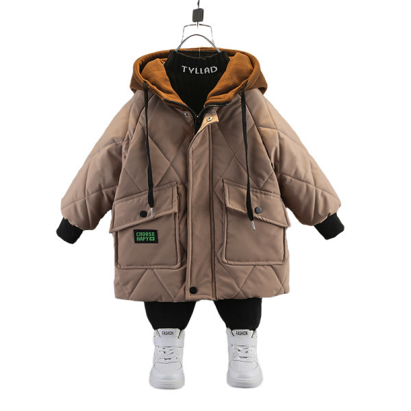 Vaikiška žieminė striukė berniukams su gobtuvu ir raišteliais