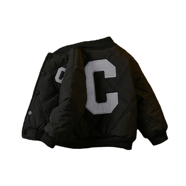 Gyermek őszi téli kabát hímzéssel és zsebbel fiúknak