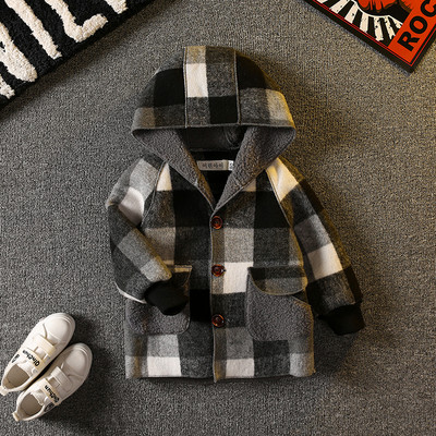 Gyerek polár kabát fiúknak kapucnival