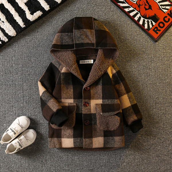 Gyerek polár kabát fiúknak kapucnival