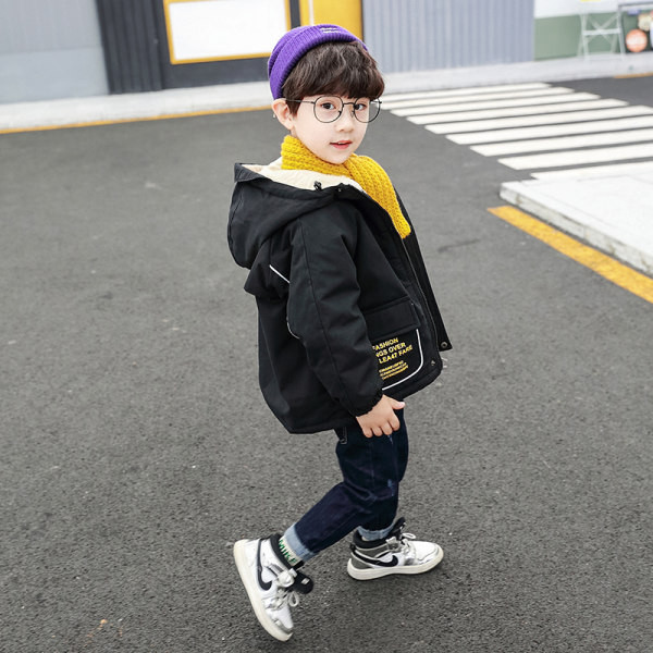 Jachetă casual pentru băieți, cu căptușeală caldă și glugă