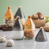 Üveg ízesítő edény fedővel és kanál Só Bors Palack Tároló Szervező Élelmiszertartó Dió Uzsonnás Doboz Konyhai Kiegészítők