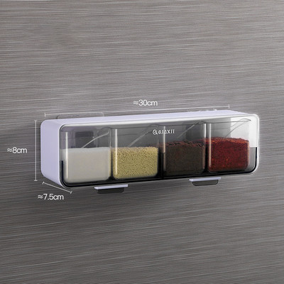 Falra szerelhető fűszertartó rendszerező Cukortál sószóró Fűszertartó Fűszerdobozok kanalakkal Konyhai kellékek tárolókészlet