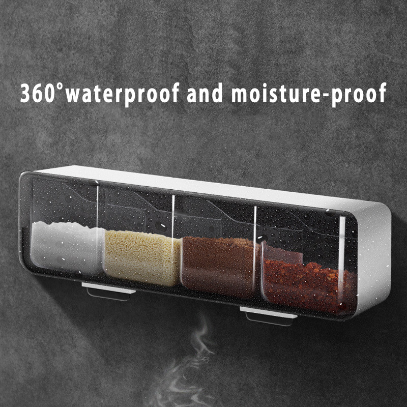 Falra szerelhető fűszertartó rendszerező Cukortál sószóró Fűszertartó Fűszerdobozok kanalakkal Konyhai kellékek tárolókészlet