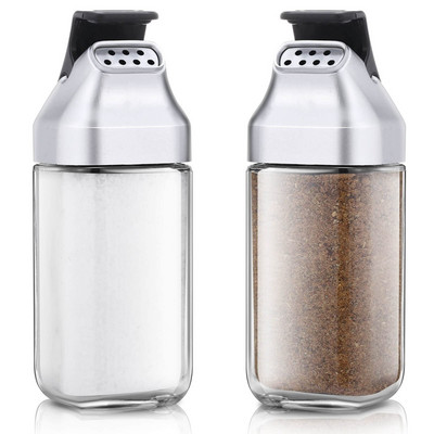 Стъклени шейкъри за сол и пипер с капак, дозатор за подправки за кухня за многократно пълнене, контейнер за шейкъри за подправки