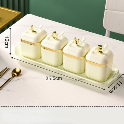 Vürtsipudeli soolaloksutaja suhkrumahuti kastmekausi jaotur plastikust maitseainepurgi komplekt lusika ja põhjaga köögi maitseaineresti