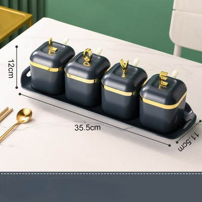 Vürtsipudeli soolaloksutaja suhkrumahuti kastmekausi jaotur plastikust maitseainepurgi komplekt lusika ja põhjaga köögi maitseaineresti