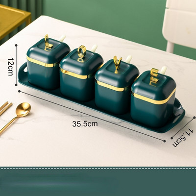 Vürtsipudeli soolaloksutaja suhkrumahuti kastmekausi jaotur plastikust maitseainepurgi komplekt lusika ja põhjaga köögi maitseaineresti