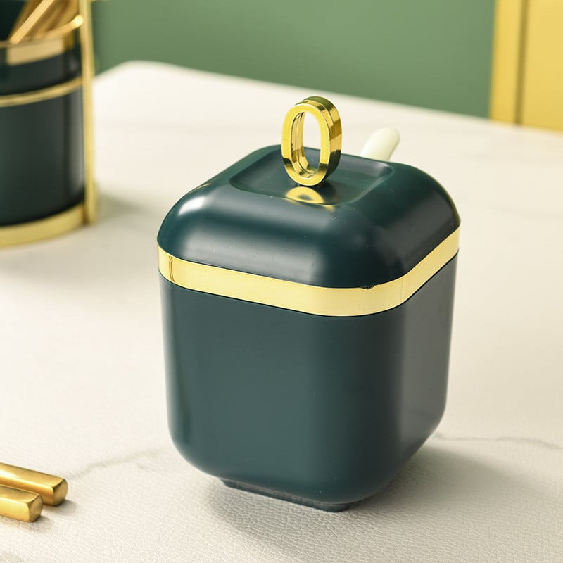 Vürtsipudeli soolaloksutaja suhkrumahuti kastmekausi jaotur plastikust maitseainepurgi komplekt lusika ja põhjaga köögi maitseaineresti