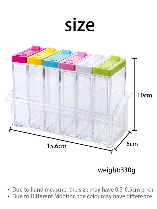Cutie de condimente din plastic Sticla de condimente Set borcan transparent pentru condimente cu capac Condimente de bucătărie Sub-imbuteliere Cutie de depozitare Container