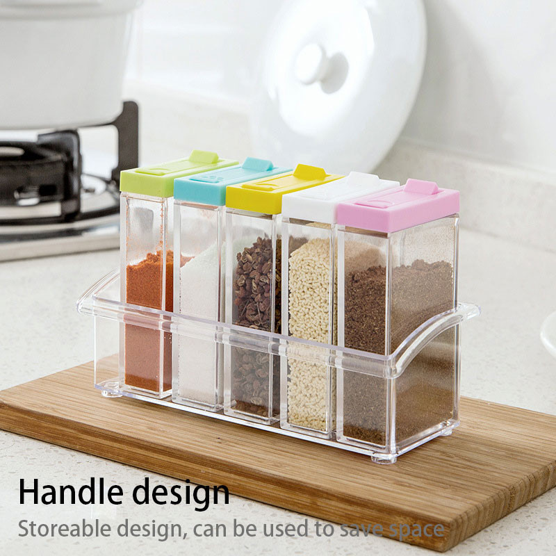 Cutie de condimente din plastic Sticla de condimente Set borcan transparent pentru condimente cu capac Condimente de bucătărie Sub-imbuteliere Cutie de depozitare Container
