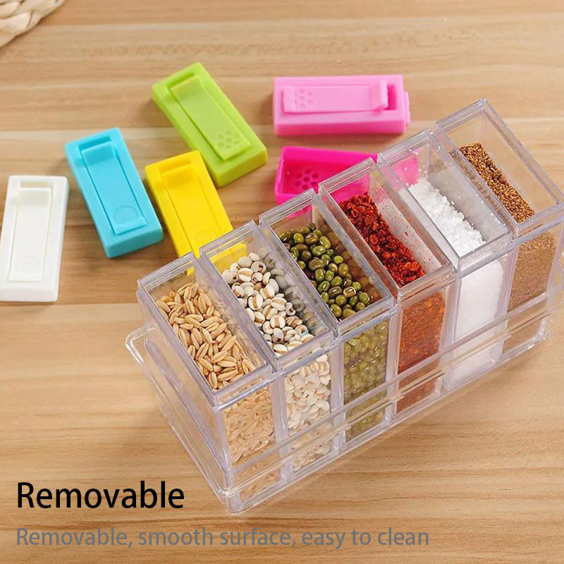 Cutie de condimente din plastic Sticla de condimente Set borcan transparent pentru condimente cu capac Condimente de bucătărie Sub-imbuteliere Cutie de depozitare Container