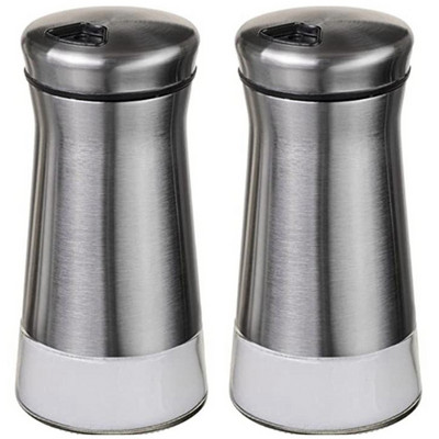 Noi agitatoare de sare și piper - distribuitor de condimente cu găuri de turnare reglabile - oțel inoxidabil și sticlă - set de 4 sticle