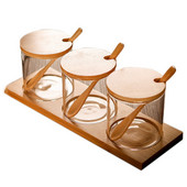 Prieskonių stiklainiai su dangteliais ir šaukštais, 3 prieskonių indelių rinkinys Virtuviniai skaidrūs pagardų, druskos ir pipirų laikymo indai