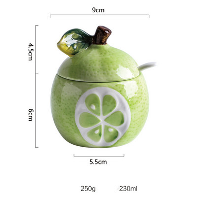 NLSLASI Háztartási gyümölcs dombornyomott kerámia fűszeres tégely kreatív görögdinnye alakú fűszeres üveg fedővel MSG sódoboz