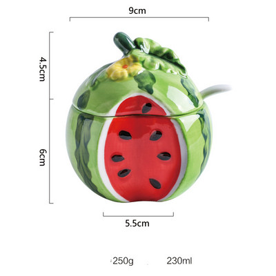 NLSLASI Háztartási gyümölcs dombornyomott kerámia fűszeres tégely kreatív görögdinnye alakú fűszeres üveg fedővel MSG sódoboz
