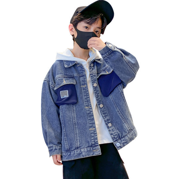 Geaca de blugi pentru copii cu nasturi si buzunar