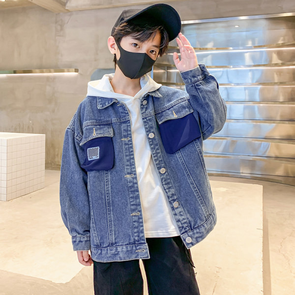 Geaca de blugi pentru copii cu nasturi si buzunar