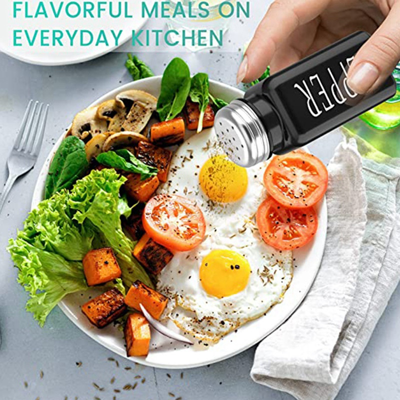 6 vnt. druskos ir pipirų prieskonių rinkinys, stiklinė druskos purtyklė, modernus ir mielas sodybos druskos ir pipirų rinkinys