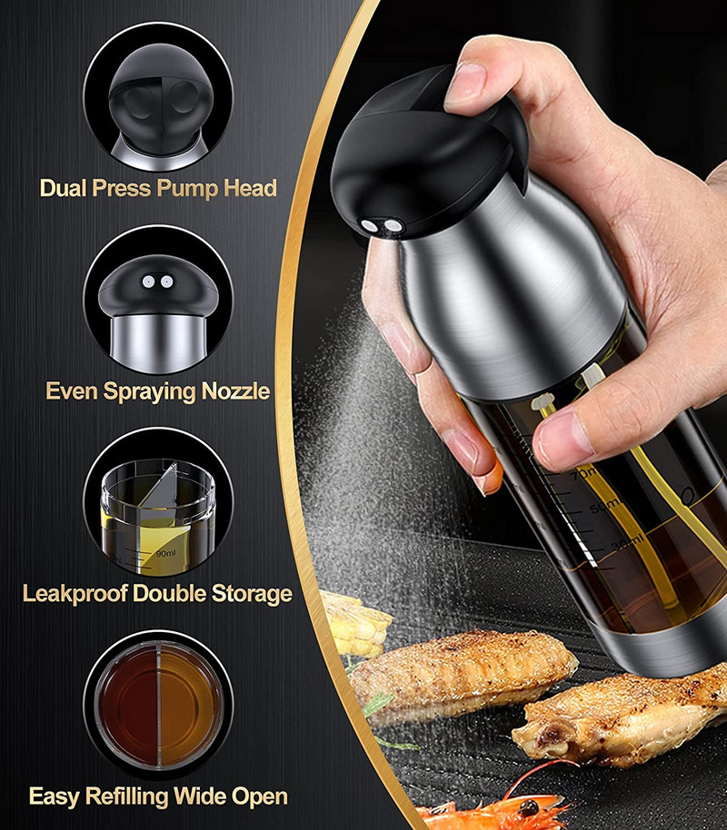 Creative 2 viename alyvuogių aliejaus actas 304 nerūdijančio plieno purškiamas butelis nešiojamas kepimo aliejaus purkštuvas salotų alad BBQ virtuvės įrankiams