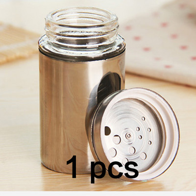 Többfunkciós grillfűszeres doboz látható Konyhai rozsdamentes acél fűszeres üveg forgó üvegbélés fűszeres tégely,