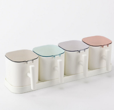 Cutie de condimente Piper Condimente Shaker Sare Organizator de condimente Bucătărie Cruet Condiment Sticle Borcane Recipient cu linguri JU31803