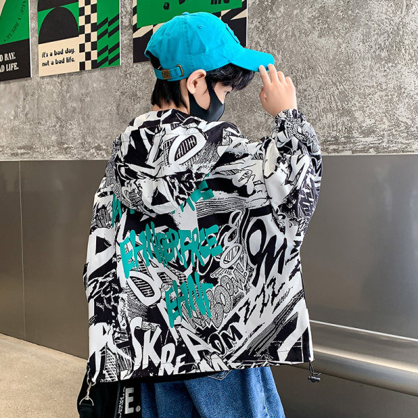 Laisvalaikio vaikiška striukė su gobtuvu ir raišteliais