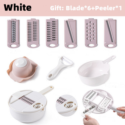 12-ühes Multifunktsionaalne köögiviljahakkija Porgand Kartul Käsitsi lõigatud Rebiviilutaja Redise riiv Köögi köögiviljatööriistad