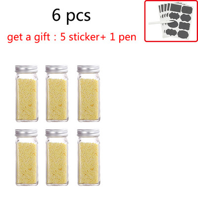 Set de borcane din sticlă pentru condimente de bucătărie Borcan pătrat de condimente Sticla de ardei Set de sticle pentru grătar Borcan de condimente pentru pui Borcan de sticlă Cutie de condimente