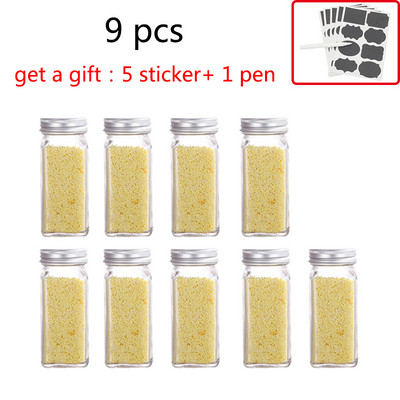 Set de borcane din sticlă pentru condimente de bucătărie Borcan pătrat de condimente Sticla de ardei Set de sticle pentru grătar Borcan de condimente pentru pui Borcan de sticlă Cutie de condimente