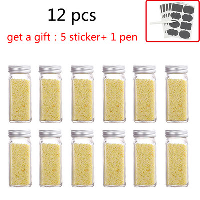 Set de borcane din sticlă pentru condimente de bucătărie Borcan pătrat de condimente Sticla de ardei Set de sticle pentru grătar Borcan de condimente pentru pui Borcan de sticlă Cutie de condimente