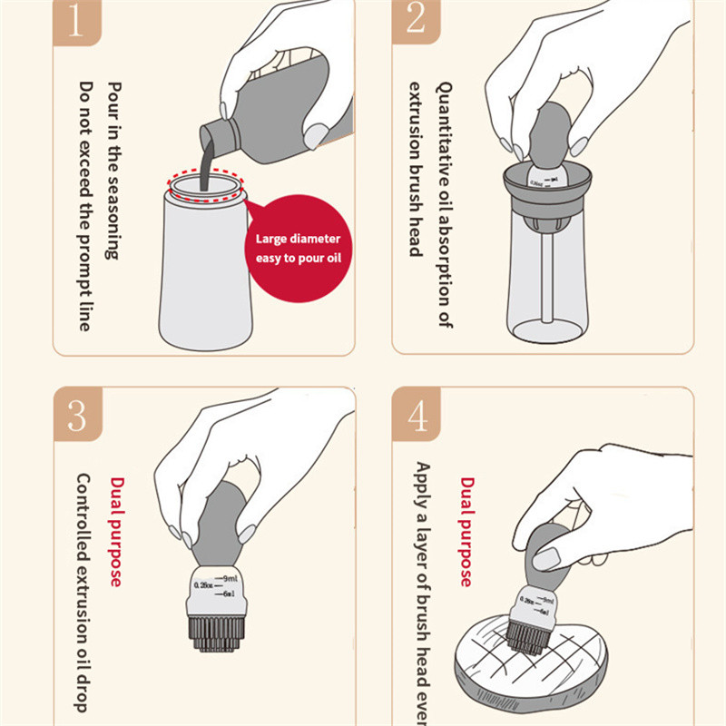 180 ml-es olajos palack szilikon kefe üveg olajtartály grillkefe palack adagoló konyhai grill kefe olaj szerszámok