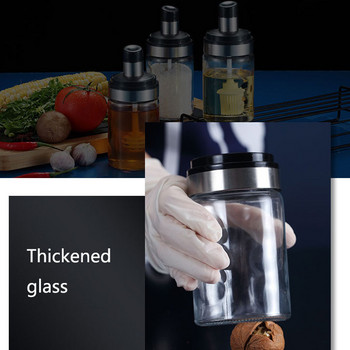 Γυάλινο βάζο για το σπίτι Φέρτε κουτάλι προμήθειες κουζίνας Διαφανές δοχείο λαδιού με κάλυμμα ανθεκτικό στην υγρασία Αλάτι Ζάχαρη πιπέρι Organizer