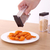 Sticlă de condimente pentru sare și piper Set borcan transparent pentru condimente Capacul colorat pentru condimente de bucătărie Recipient de depozitare pentru condimente Suport pentru condimente