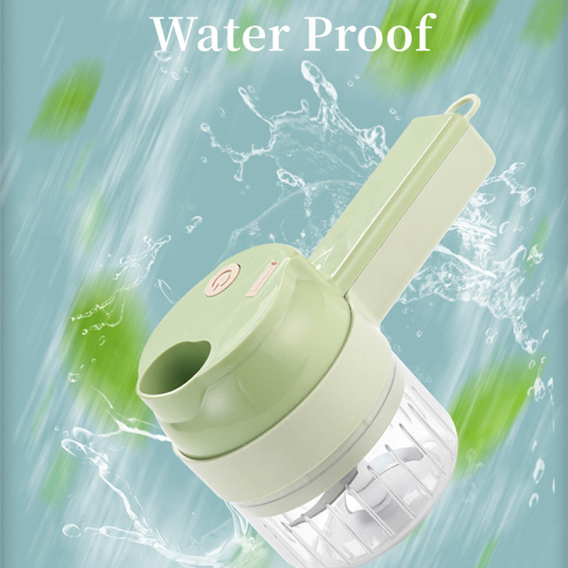 4 az 1-ben elektromos zöldségvágó multifunkcionális kézi gyorsan vágható összetört USB töltő fokhagymakeverő konyhai automata élelmiszer-feldolgozó