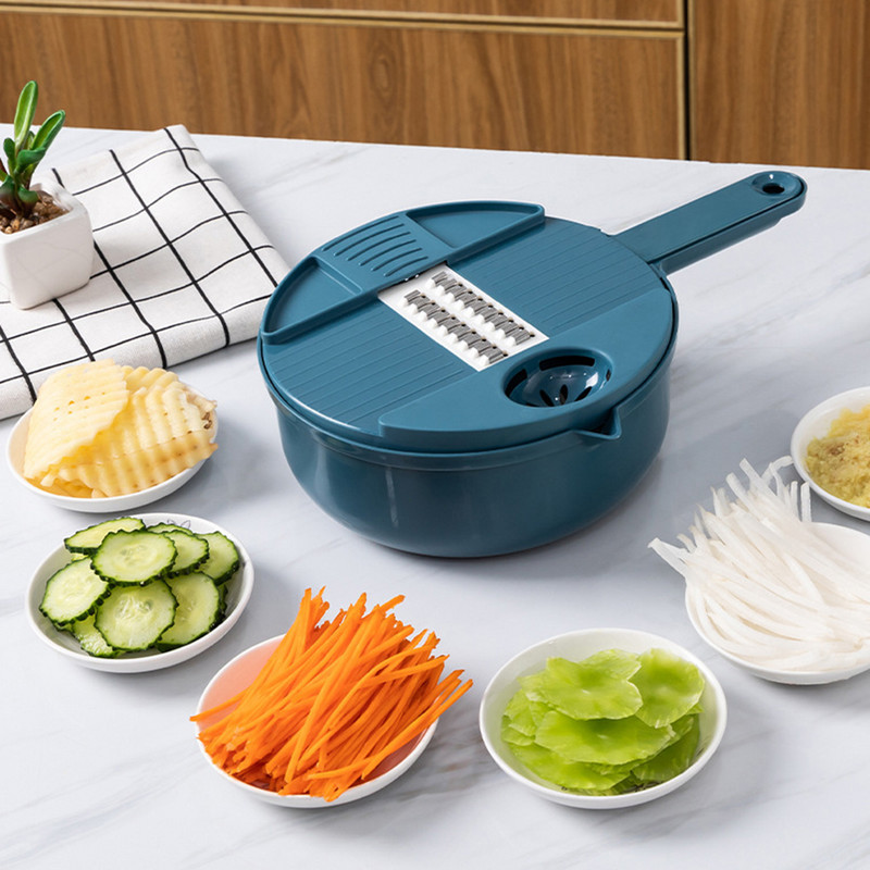 Tocător de legume multifuncțional, cartofi, morcovi, castraveți, mandolină, tăietor, răzătoare, tocator, comoditate, accesorii de bucătărie